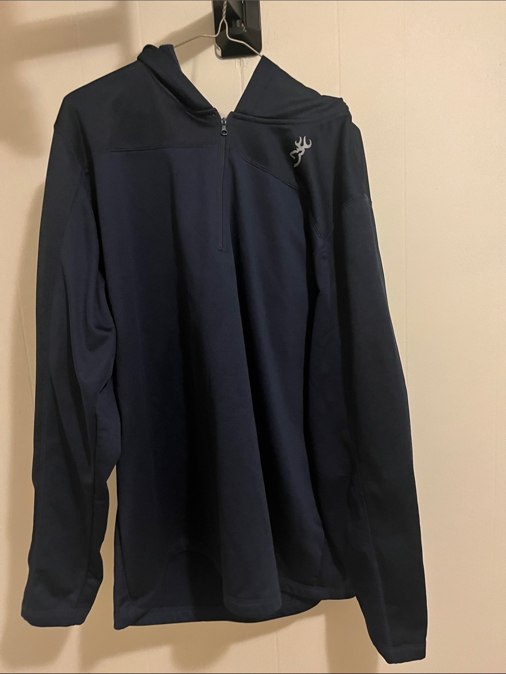 Browning Navy Men’s Lightweight Hooded Quarter-Zip Pullover